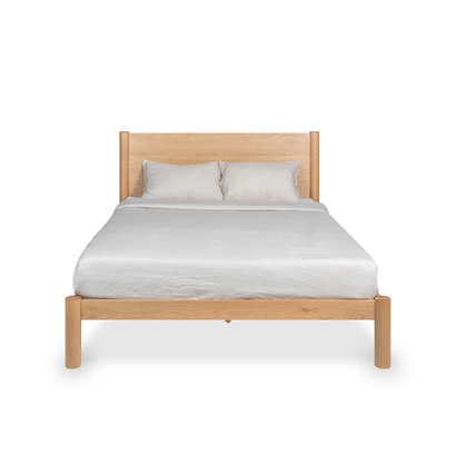 Olivia Column Headboard Bed Frame - Oak