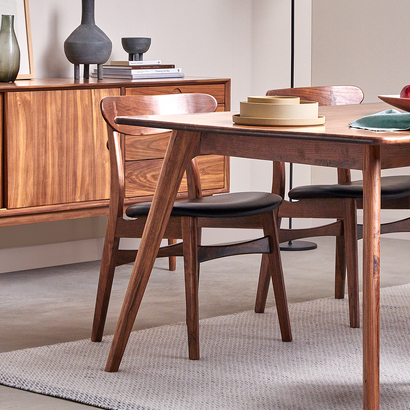 Magnus (Astrid) Dining Chair - Solid Walnut - Leather Seat