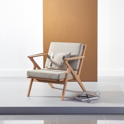 Plank Armchair - Solid Oak - Fabric