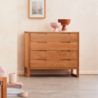 Bruno 4 Drawer Chest - Solid Oak