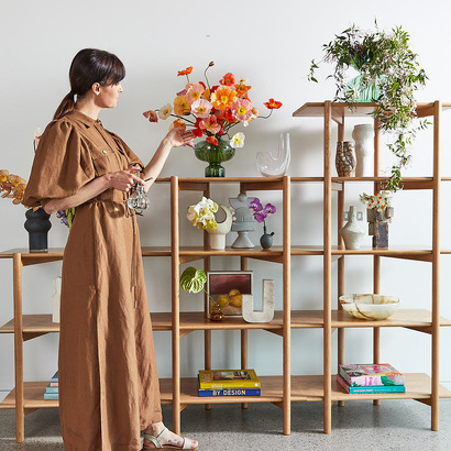 Olivia Modular Shelf - Shelves Triple Width Stepped - Solid Oak