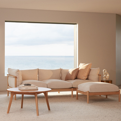 Olivia 3 Seater Sofa - Solid Oak - Fabric