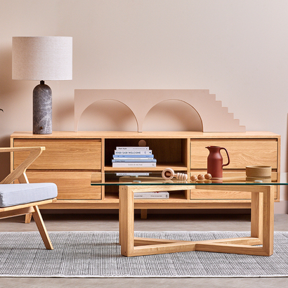 Bastian Entertainment Unit - Solid Oak - 180cm