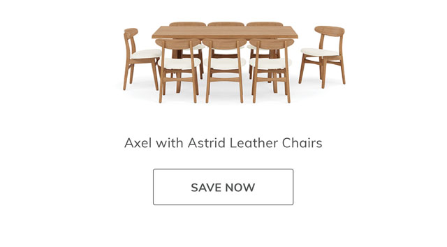 Axel Oak Dining Set with Astrid Leather Chairs