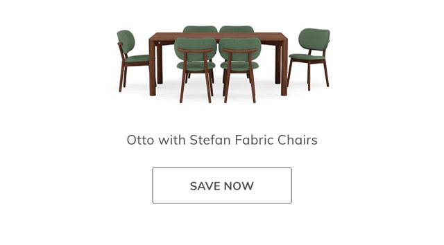 Otto Walnut Dining Set with Stefan Fabric Chairs