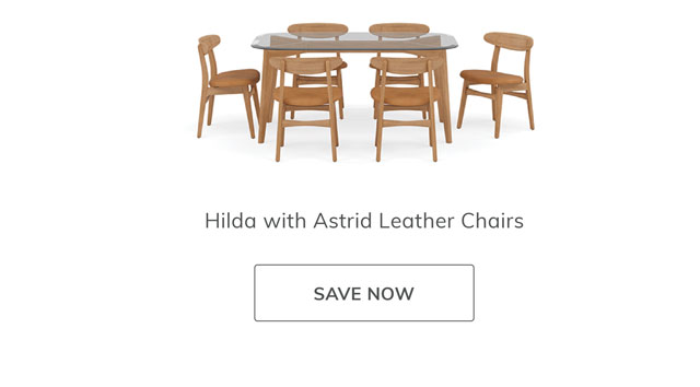 Hilda Solid Oak Dining Table with Astrid Leather Chairs