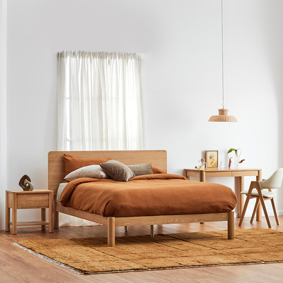 Olivia Rounded Headboard Bed Frame - Oak