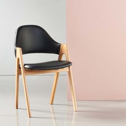 Nestor Dining Chair - Solid Oak - Leather Seat