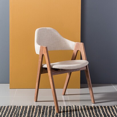 Nestor Dining Chair - Solid Walnut - Fabric Seat