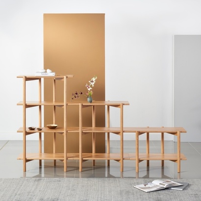 Olivia Modular Shelf - Shelves Triple Width Stepped - Solid Oak