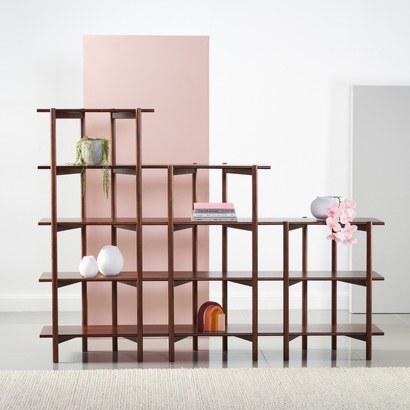 Olivia Modular Shelf - Shelves Triple Width Stepped - Solid Walnut