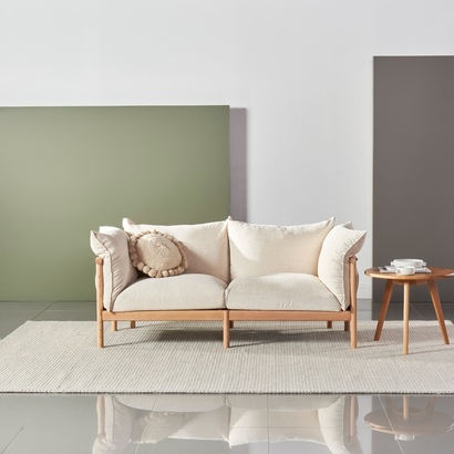 Olivia 2 Seater Sofa - Solid Oak - Fabric