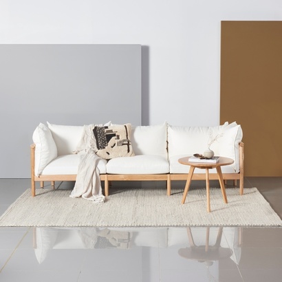 Olivia 3 Seater Sofa - Solid Oak - Fabric