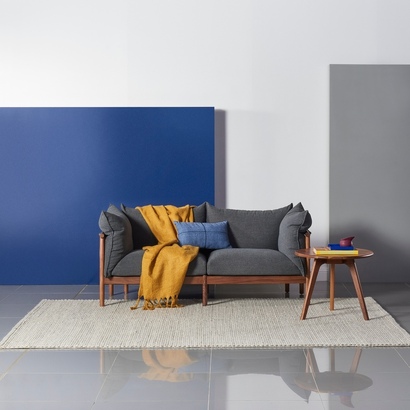 Olivia 2 Seater Sofa - Solid Walnut - Fabric