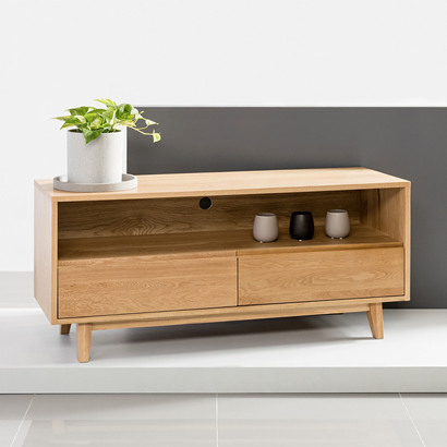 Bastian Entertainment Unit - Solid Oak - 130cm