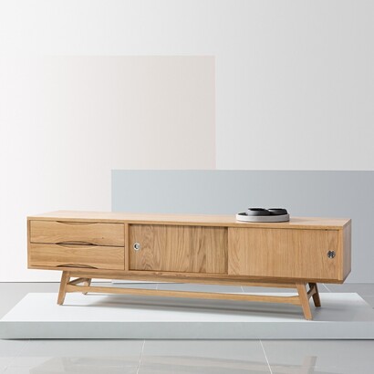 Svend Entertainment Unit - Solid Oak - Reversible Doors