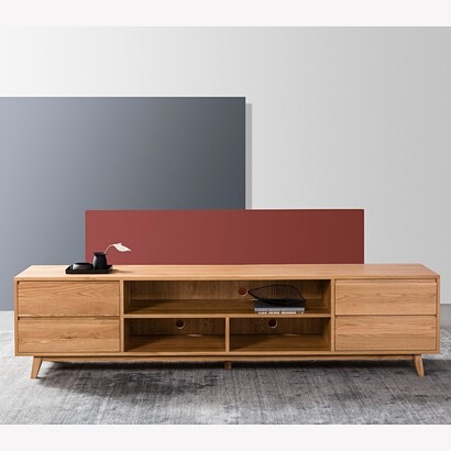 Bastian Entertainment Unit - Solid Oak - 240cm