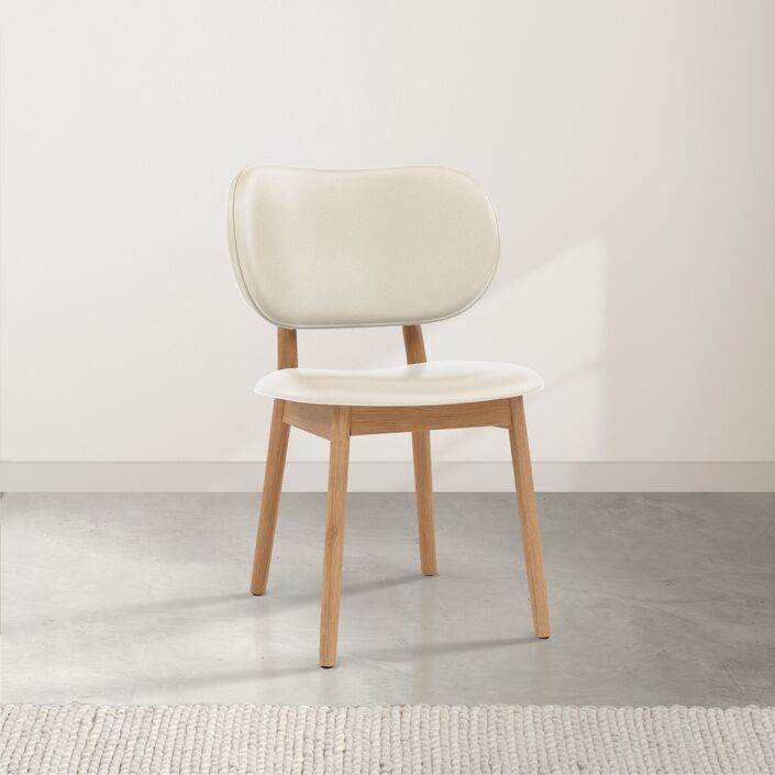 Olivia Leather Dining Chair - Solid Oak - Cream