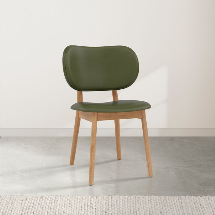 Olivia Leather Dining Chair - Solid Oak - Green