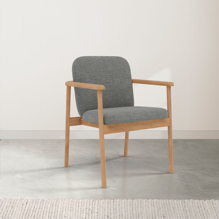 Jackson Fabric Dining Chair - Solid Oak - Pewter Grey