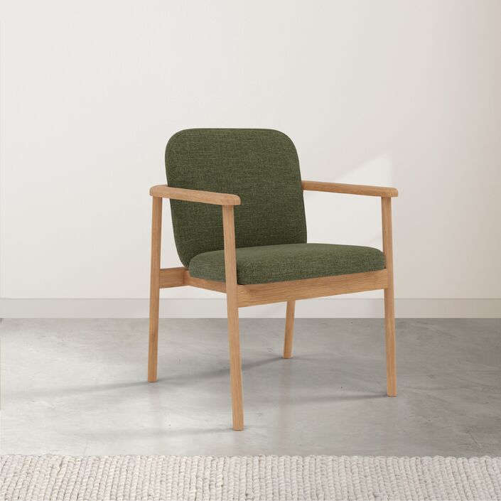 Jackson Fabric Dining Chair - Solid Oak - Aloe Green