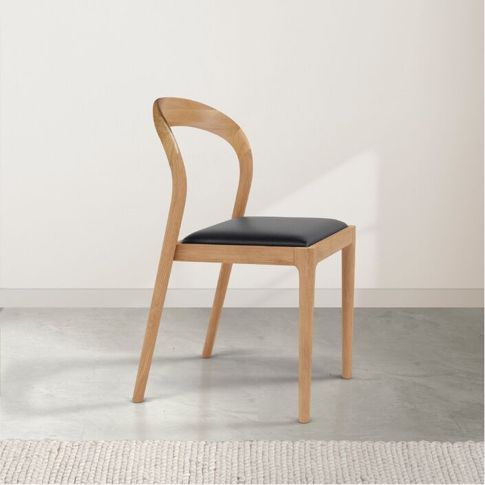 Sara Leather Dining Chair - Solid Oak - Black