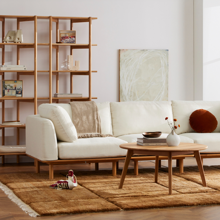 Anika Modular Sofa 4 Seater  - Bone White Fabric