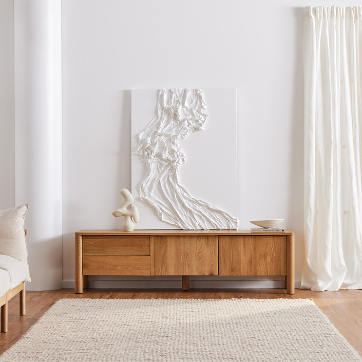 Olivia Entertainment Unit - Solid Oak - 180x45x50cm
