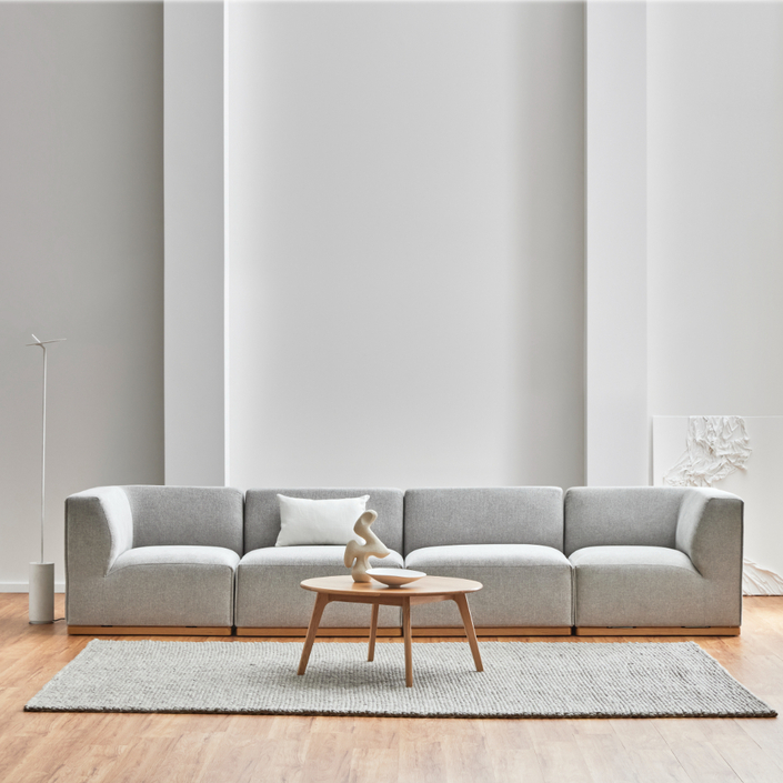 Walter Modular Sofa 4 Seat  - Tranquil Grey Fabric