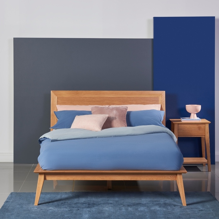 Jolanda Double Size Bed Frame - Solid Oak