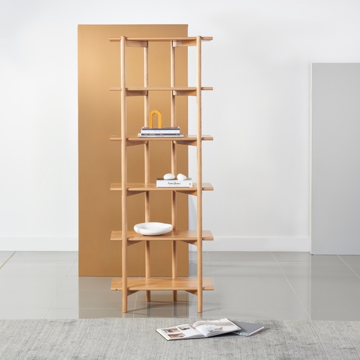 Olivia Modular Shelf - 6 Shelves Single Width - Solid Oak