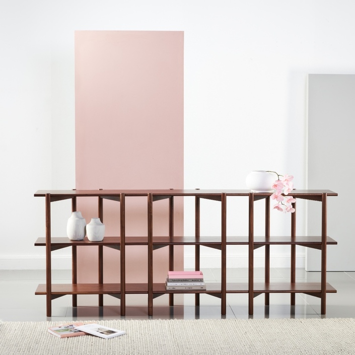 Olivia Modular Shelf - 3 Shelves Triple Width - Solid Walnut