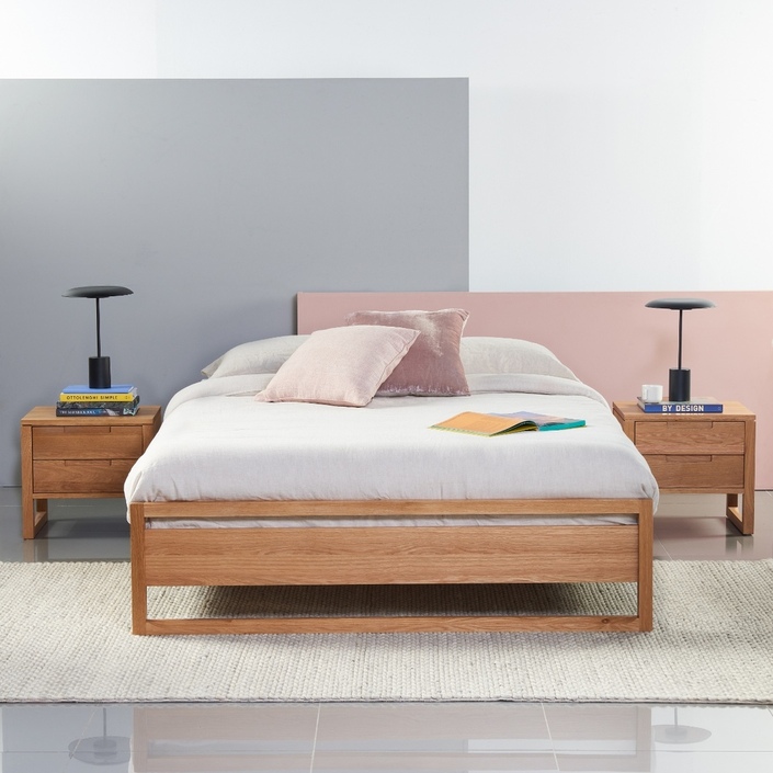 Bruno King Size Bed Base - Oak - 213x192cm