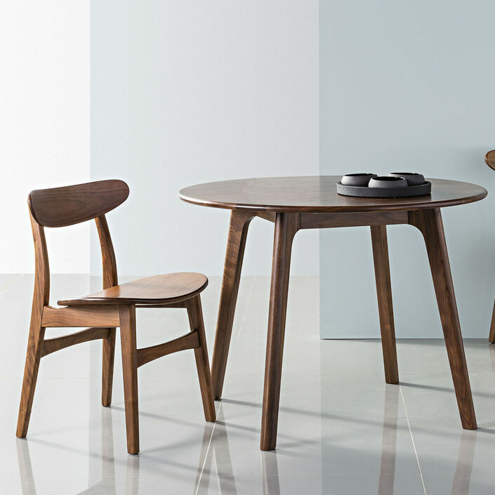Magnus Round Dining Table - Solid Walnut - 100cm Diameter