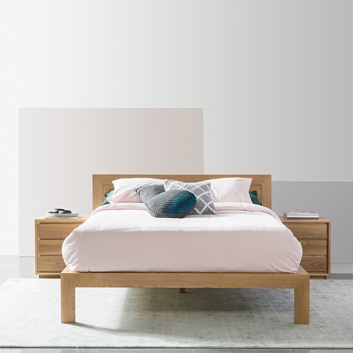 Anya Queen Size Bed Frame - Solid Oak - 213x175cm