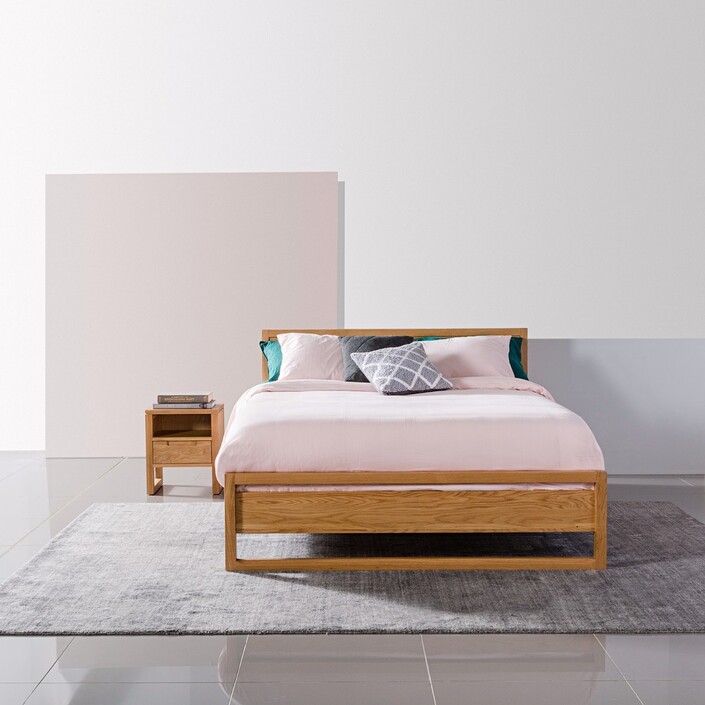 Bruno Queen Size Bed Frame - Oak - 213x162cm