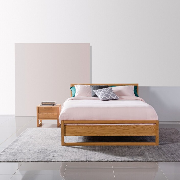 Bruno King Size Bed Frame - Oak - 213x192cm