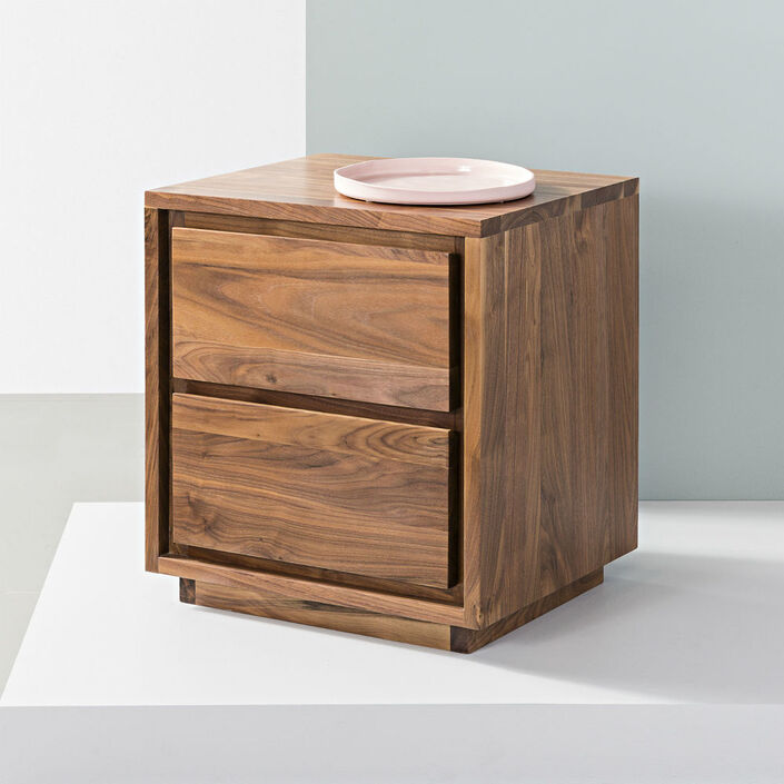 Tobias 2 Drawer Bedside Table - Solid Walnut - 45x45x50cm