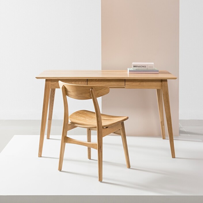 Jolanda Office Desk - Solid Oak - 130x70x76cm