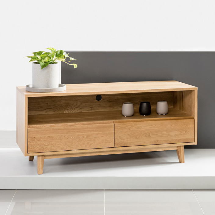 Bastian Entertainment Unit - Solid Oak - 130x45x59cm