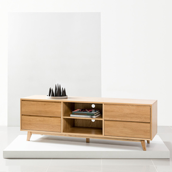 Bastian Entertainment Unit - Solid Oak - 180x45x59cm