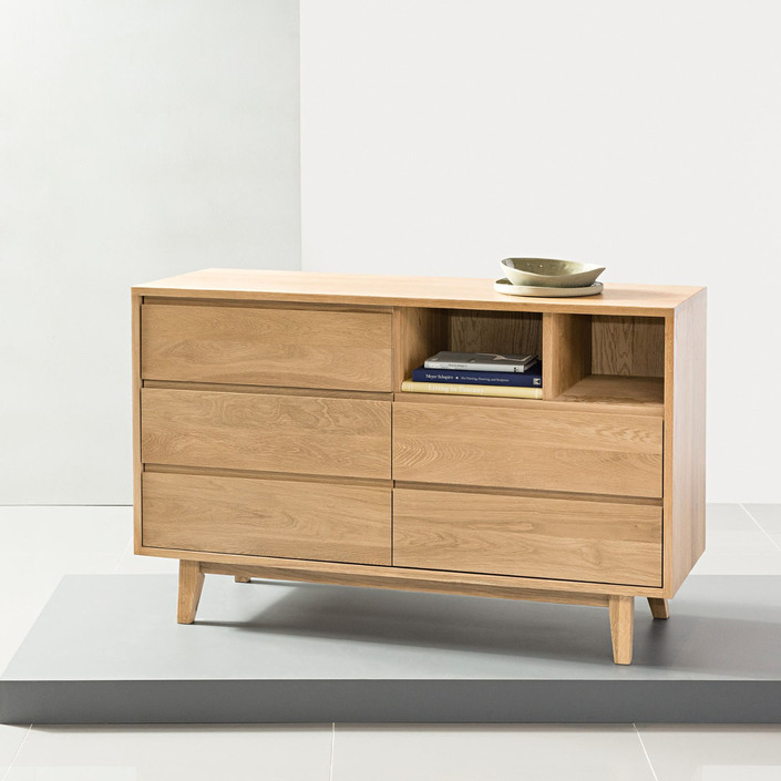 Bastian Chest with 3+2 Drawers - Solid Oak - 120x45x76cm