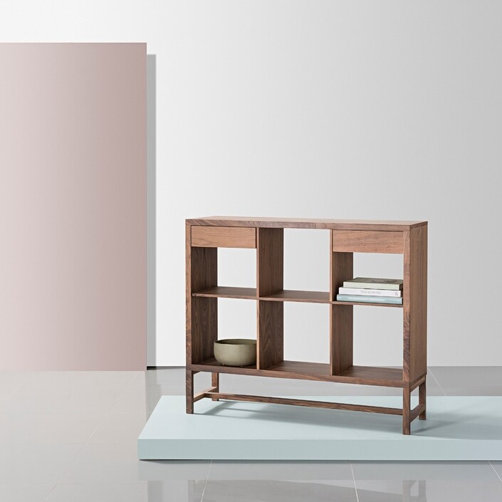 Jonas 3x2 Display Shelf with Drawers - Walnut - 110x33x94cm