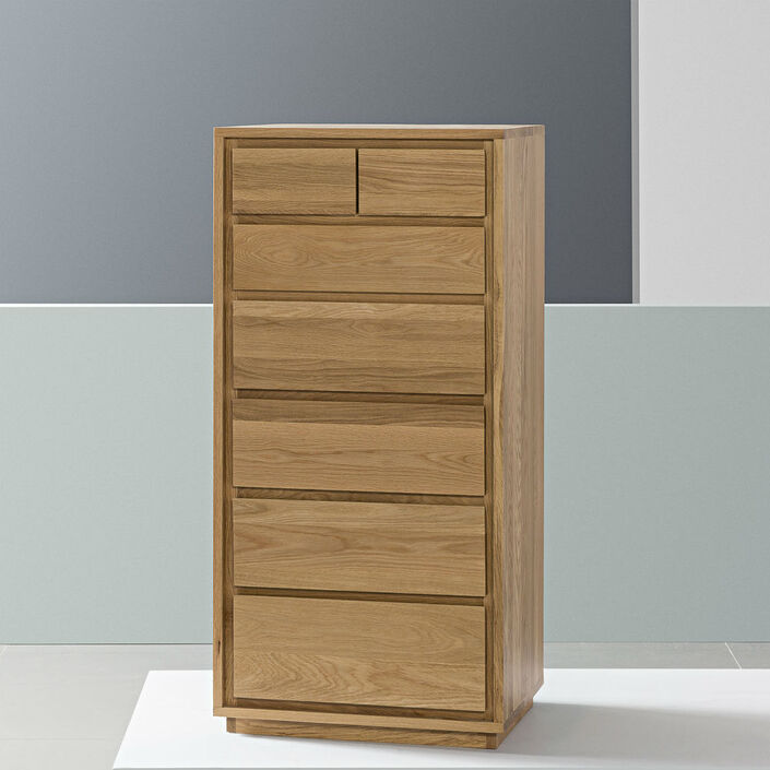 Tobias 7 Drawer Tallboy - Solid Oak - 60x45x125cm