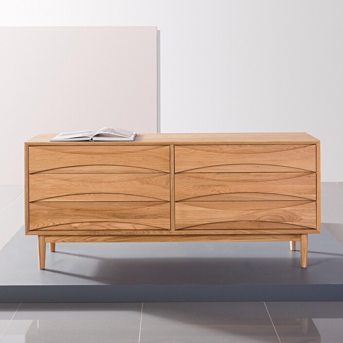 Arne 2x3 Drawer Chest - Solid Oak - 158x45x72cm