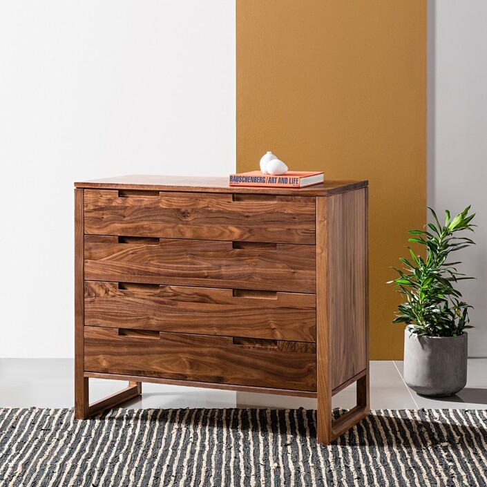 Bruno 4 Drawer Chest - Solid Walnut - 100x48x89cm