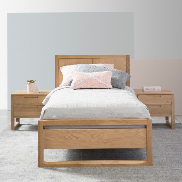 Bruno King Single Bed Frame - Oak - 213x115cm
